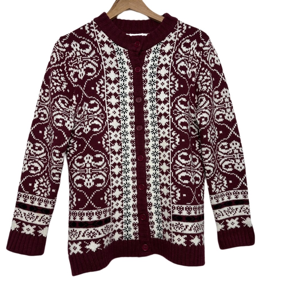 Vintage National Christmas Sweater Women’s Medium Knit Button Down Cardigan